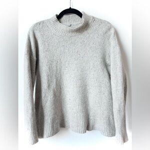 Margaret O’Leary Alpaca Merino Blend Mock Neck Sweater Taupe Cream Gray Large